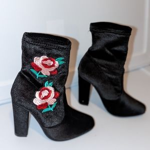 Black Floral Boot Heels
